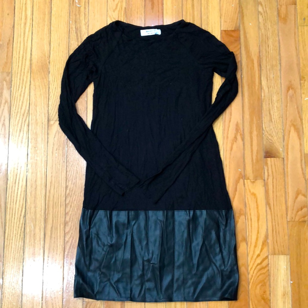 Leather Trimmed Black Dress